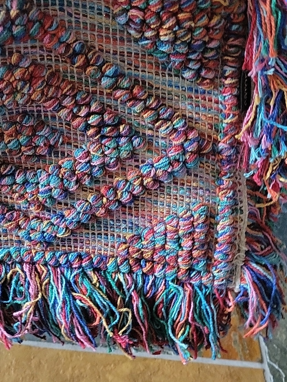 Multicolor Fringe Woven Crossbody Bag with Cream Strap - Picture 5 of 13